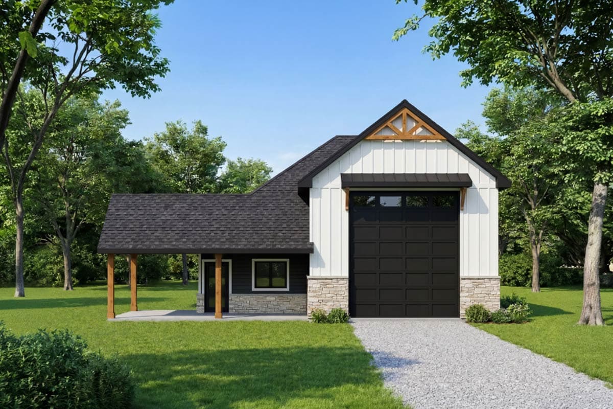 Plan 42772DB: Charming Farmhouse Garage Plan Featuring a Spacious RV Garage - Image #2 - Barndominium, Country, Farmhouse