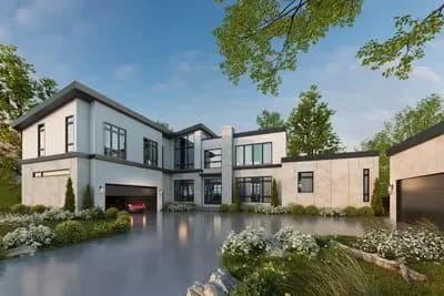 Luxury Contemporary House Plan with 5 Bedrooms and 4-Car Garage