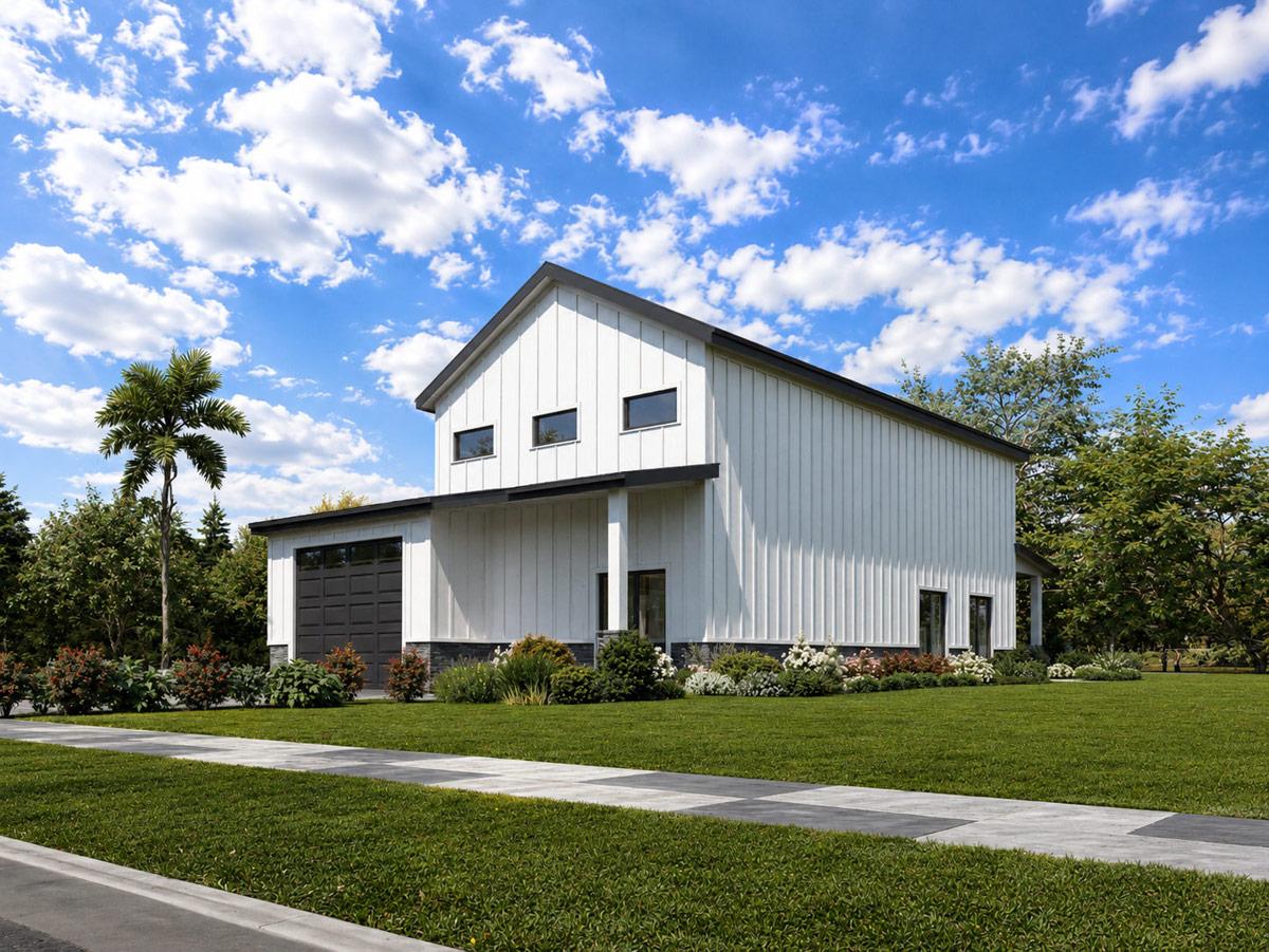 Plan 850045PKE: Modern Farmhouse House Plan with 3 Bedrooms and 1-Car Garage - Image #2 - Farmhouse, Modern Farmhouse