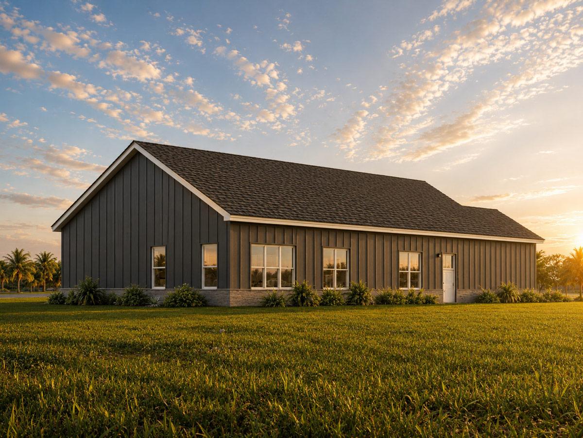 Plan 850047PKE: Narrow Modern Barndominium House Plan with 3 Bedrooms and 1,609 Square Feet - Image #4 - Barndominium, Craftsman, Traditional