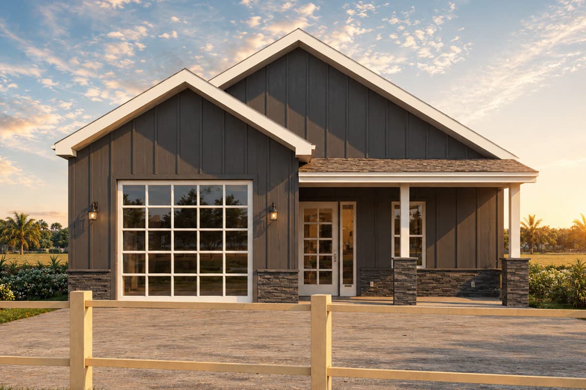 Plan image - 850047PKE:Narrow Modern Barndominium House Plan with 3 Bedrooms and 1,609 Square Feet