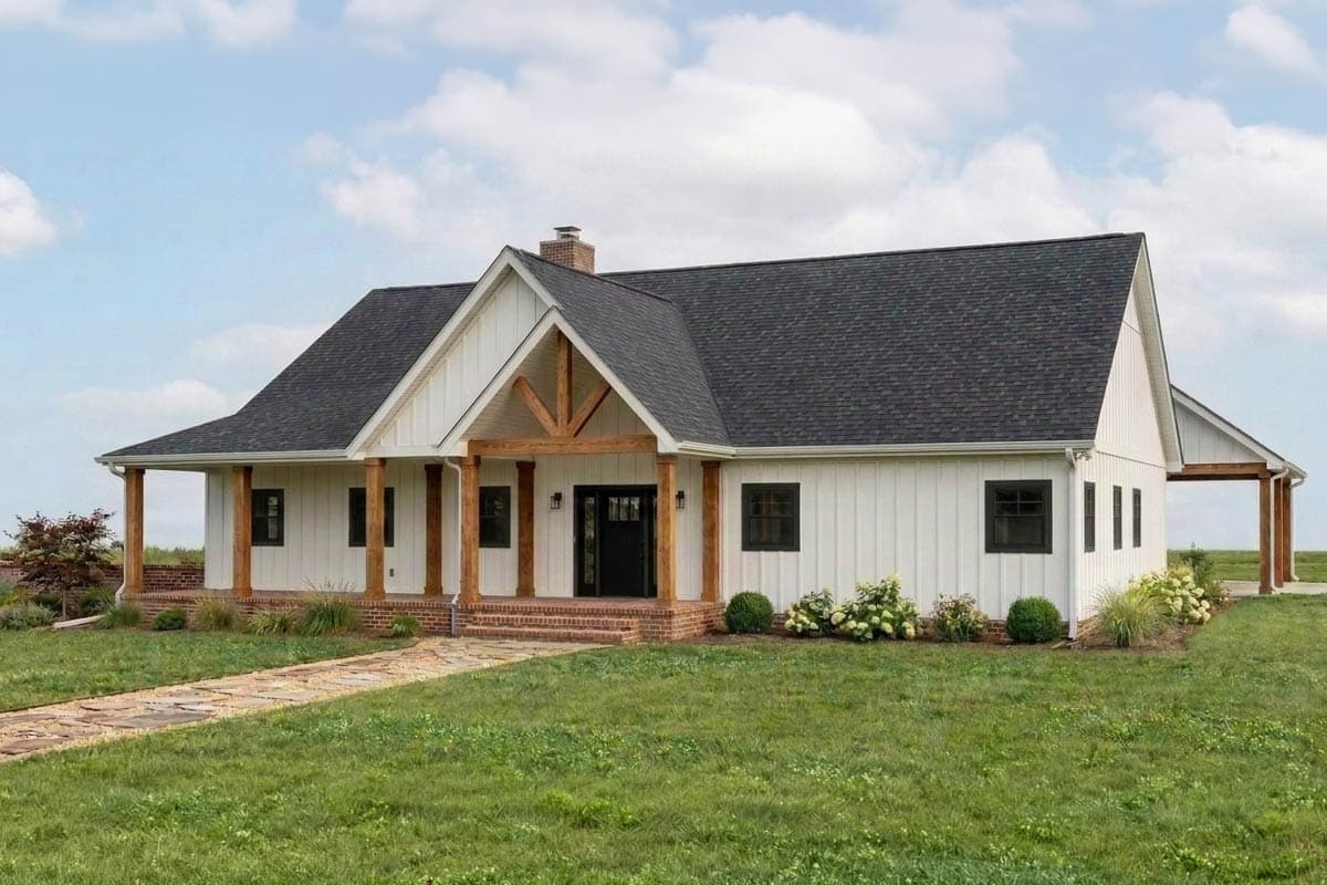 Plan 800005GDP: Modern Farmhouse House Plan with 4 Bedrooms and 3-Car Carport - Image #2 - Country, Farmhouse, Modern Farmhouse, New American, Ranch, Vacation