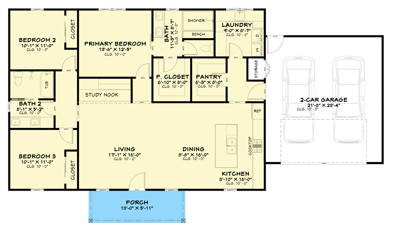 Plan 850049PKE: Barndominium Farmhouse House Plan with 3 Bedrooms and 1632 Square Feet - Floor Plan - Image #13 - Barndominium, Contemporary, Craftsman, Modern Farmhouse