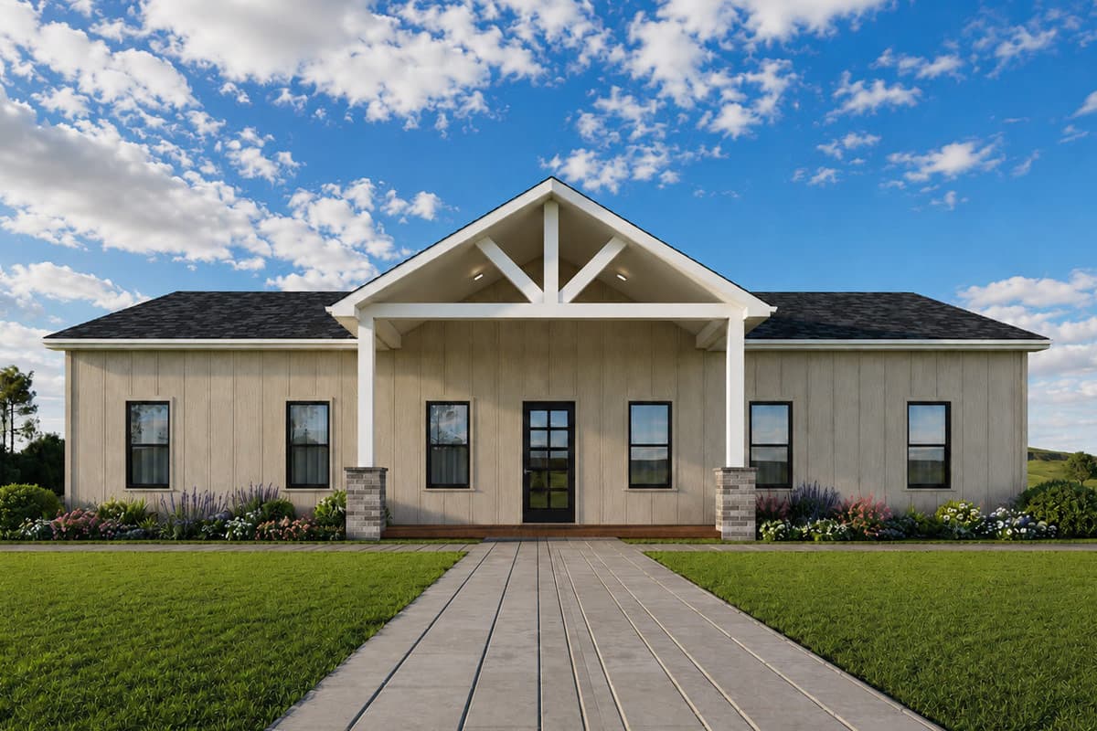 Plan image - 850051PKE:Barndominium Farmhouse House Plan with 3 Bedrooms and Expansive Covered Porch