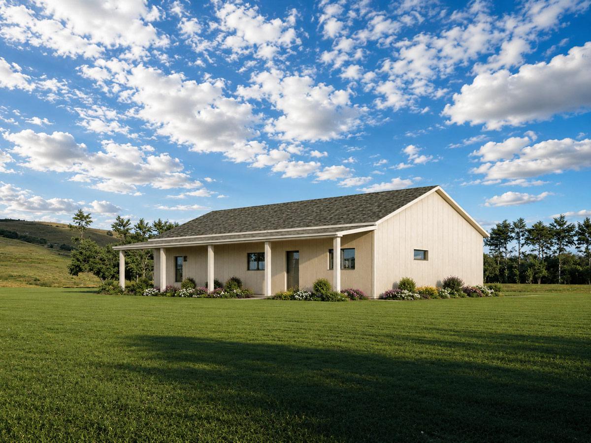 Plan 850051PKE: Barndominium Farmhouse House Plan with 3 Bedrooms and Expansive Covered Porch - Image #3 - Barndominium, Craftsman, Farmhouse