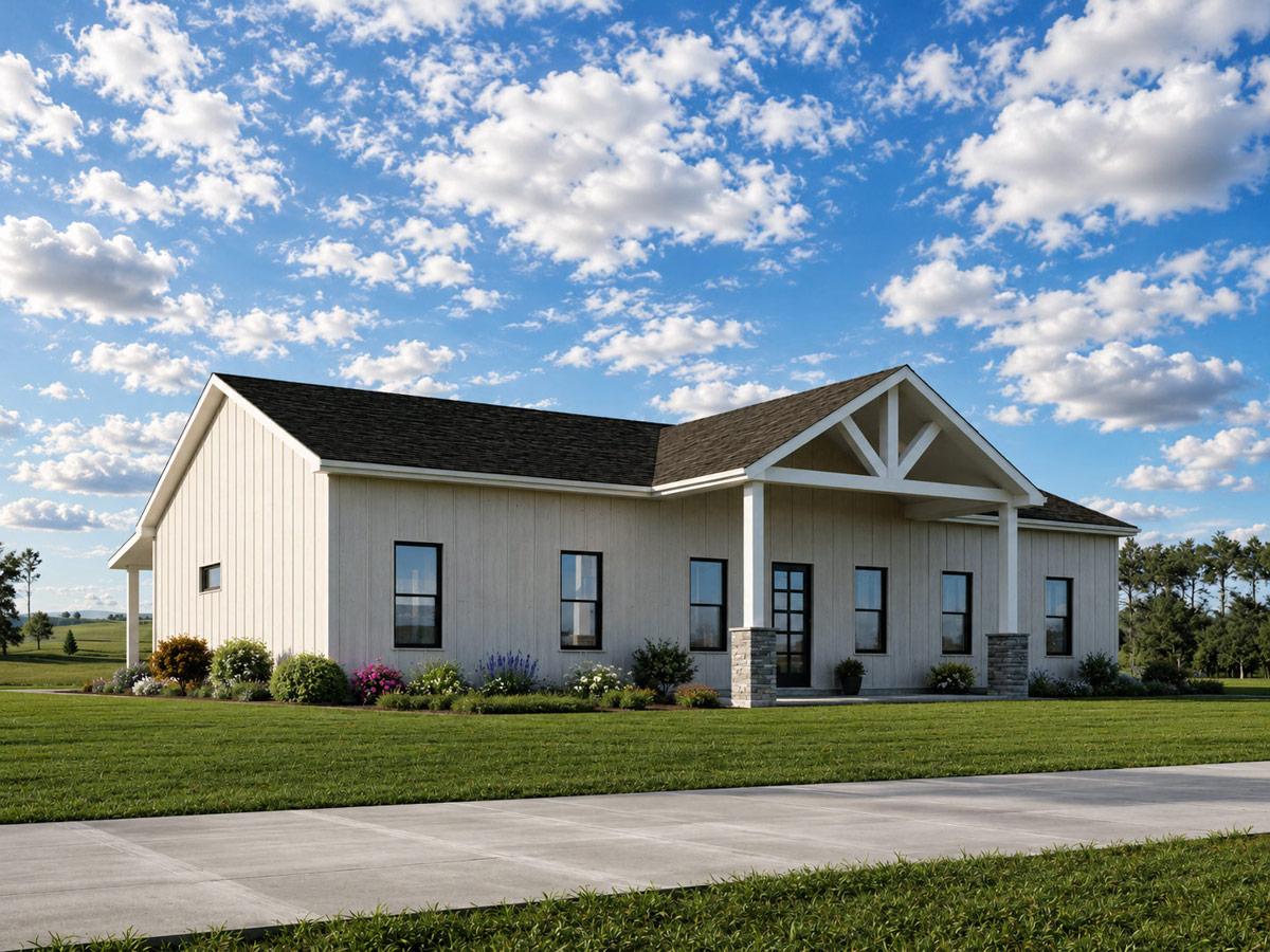 Plan 850051PKE: Barndominium Farmhouse House Plan with 3 Bedrooms and Expansive Covered Porch - Image #2 - Barndominium, Craftsman, Farmhouse