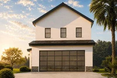 Modern Three Bedroom House Plan with Two Car Garage and Patio