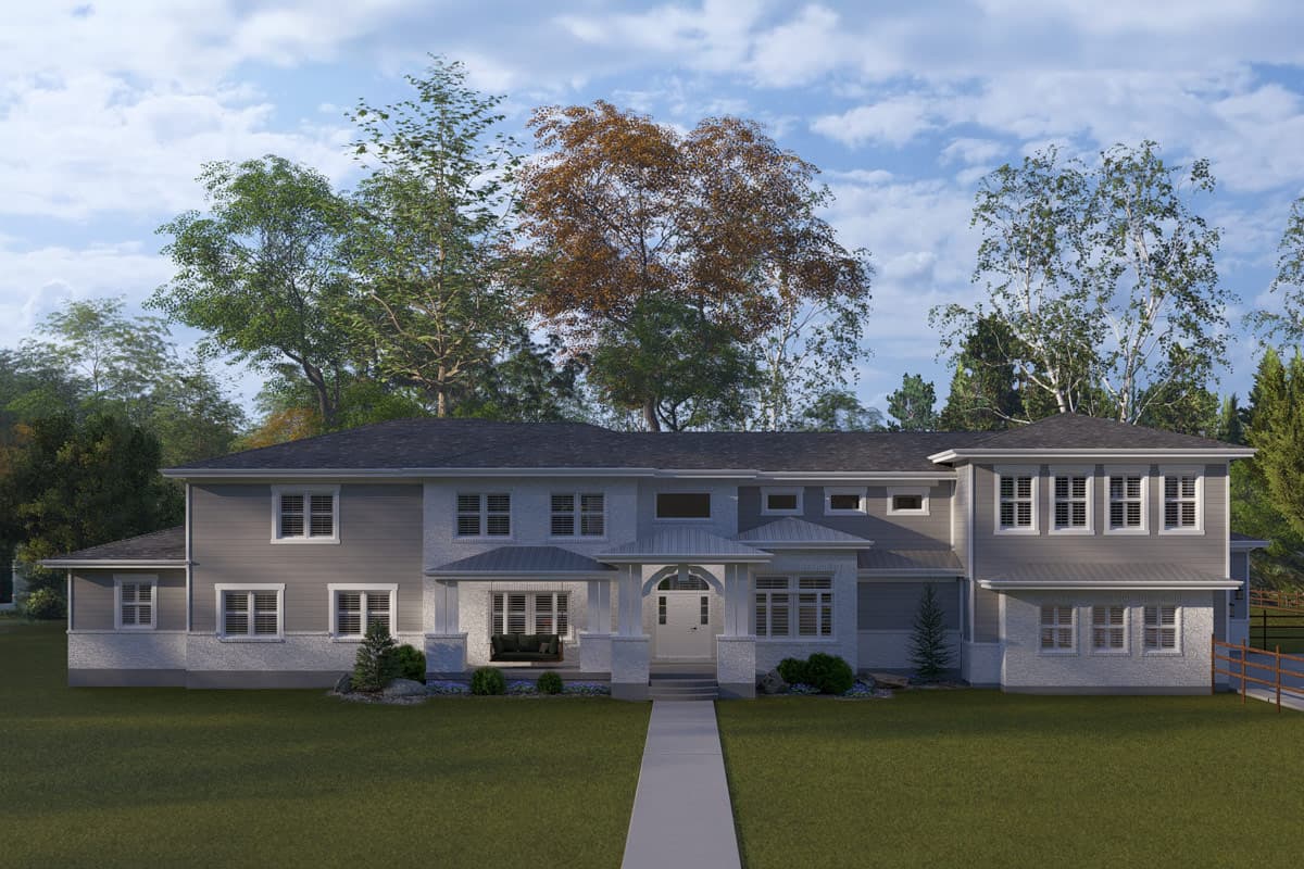 Plan 61761UT: Sprawling 5-Bedroom Traditional House Plan with 4-Car Garage - Image #1 - Country, Craftsman, Traditional