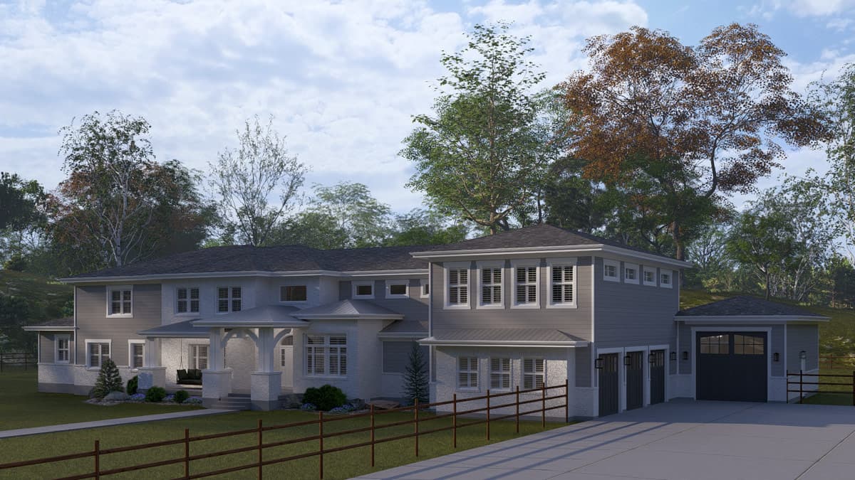 Plan 61761UT: Sprawling 5-Bedroom Traditional House Plan with 4-Car Garage - Image #2 - Country, Craftsman, Traditional