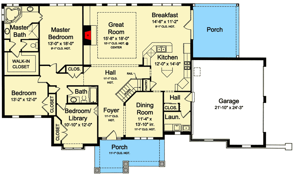 Plan 39151ST: Charming Exterior - Floor Plan - Main Level - Northwest, Traditional