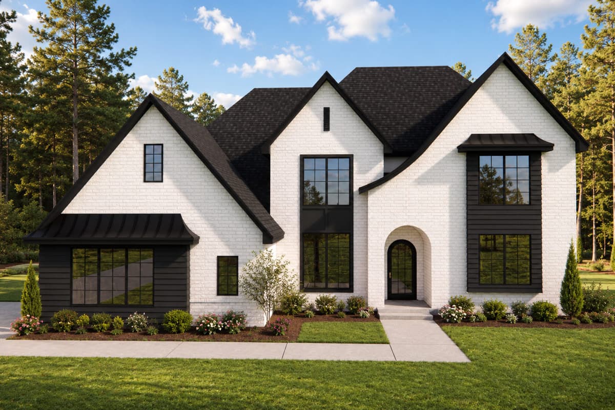 Plan image - 880022HLN:Modern European House Plan with 4 Bedrooms and Spacious Rear Porch