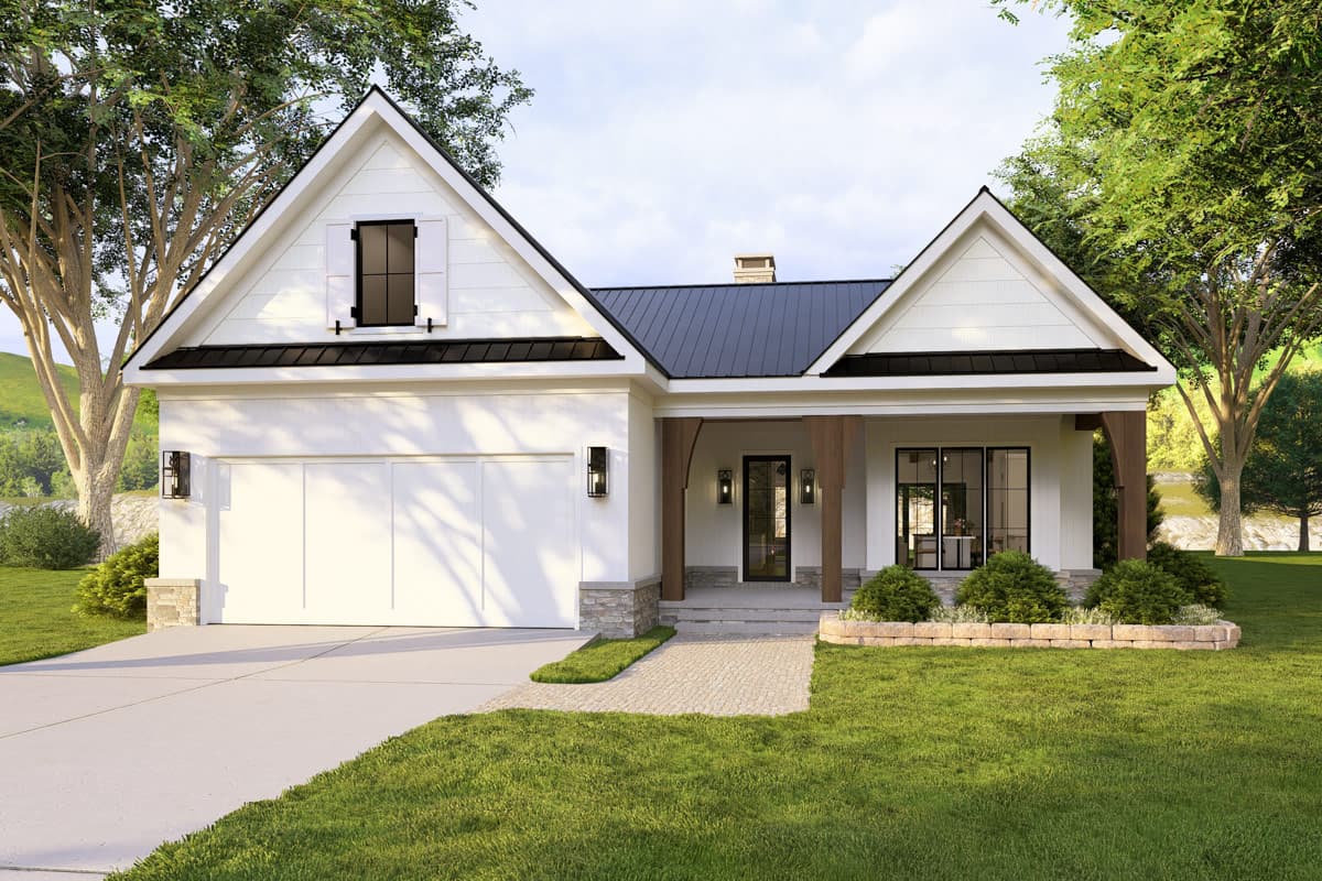Plan image - 865032SHW:Modern Farmhouse Craftsman House Plan with Three Bedrooms and Vaulted Great Room