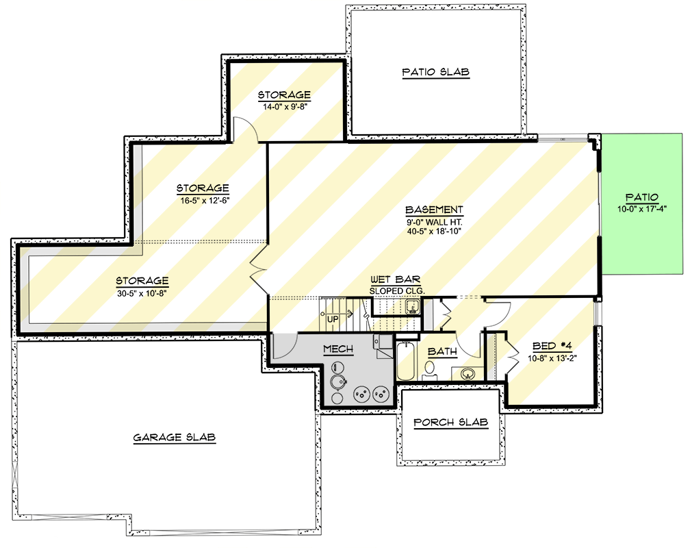 Plan 135446GRA: Country Craftsman House Plan Featuring Three Bedrooms and Three-Car Garage - Floor Plan - Optionally Finished Lower Level - Country, Craftsman, New American