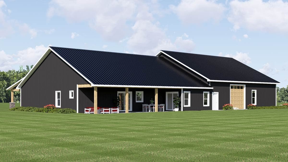 Plan 135449GRA: Modern Farmhouse Barndominium House Plan with Four Car Garage - Image #4 - Barndominium, Country, Craftsman, Farmhouse, New American