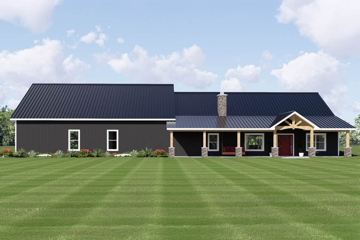 Plan 135449GRA: Modern Farmhouse Barndominium House Plan with Four Car Garage - Image #2 - Barndominium, Country, Craftsman, Farmhouse, New American
