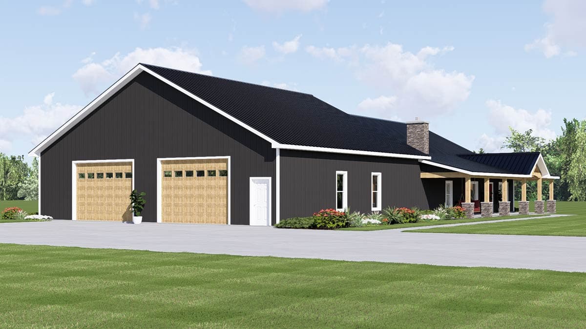 Plan 135449GRA: Modern Farmhouse Barndominium House Plan with Four Car Garage - Image #6 - Barndominium, Country, Craftsman, Farmhouse, New American