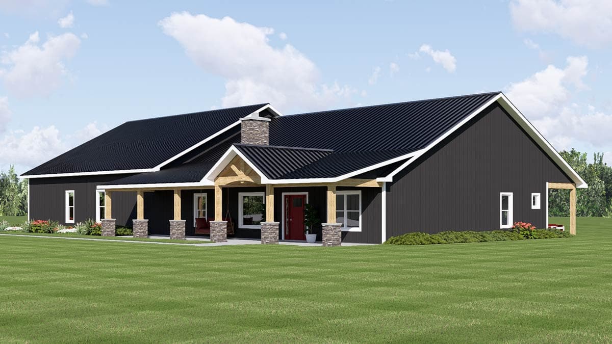 Plan 135449GRA: Modern Farmhouse Barndominium House Plan with Four Car Garage - Image #3 - Barndominium, Country, Craftsman, Farmhouse, New American