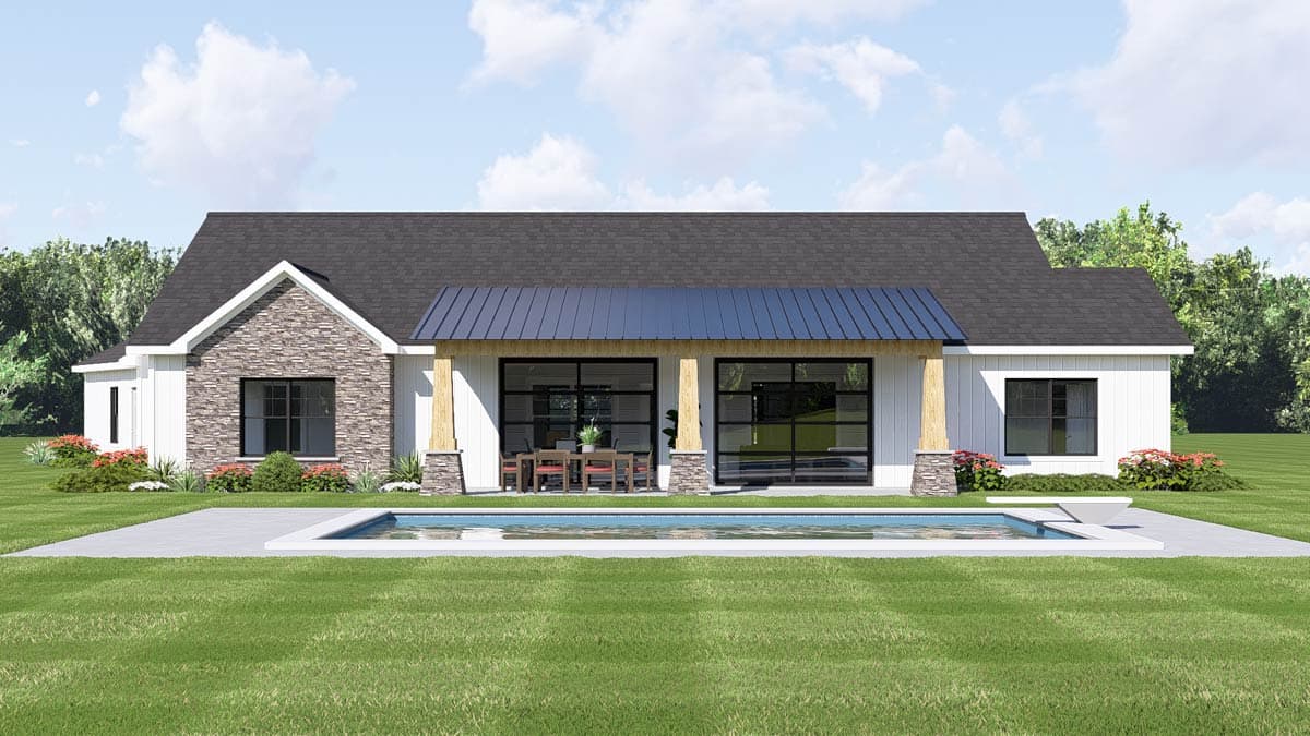 Plan 135450GRA: New American Ranch House Plan with 3-Car Garage and Sunroom - Image #5 - Country, Craftsman, Farmhouse, New American, Ranch