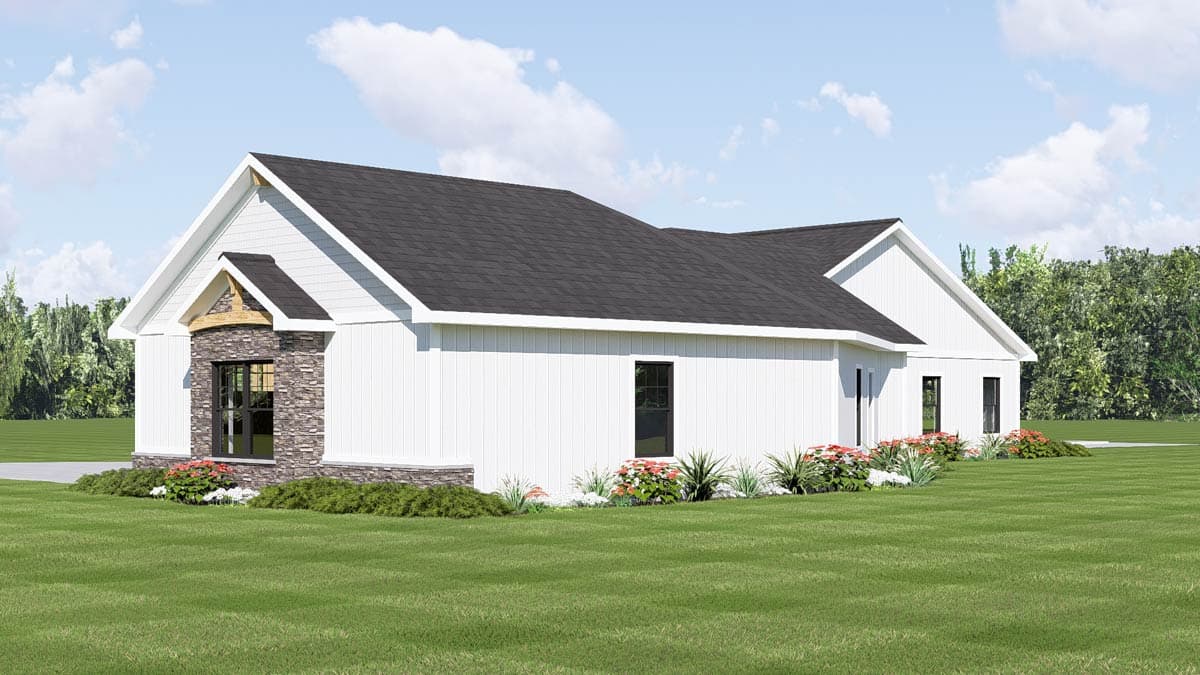 Plan 135450GRA: New American Ranch House Plan with 3-Car Garage and Sunroom - Image #3 - Country, Craftsman, Farmhouse, New American, Ranch