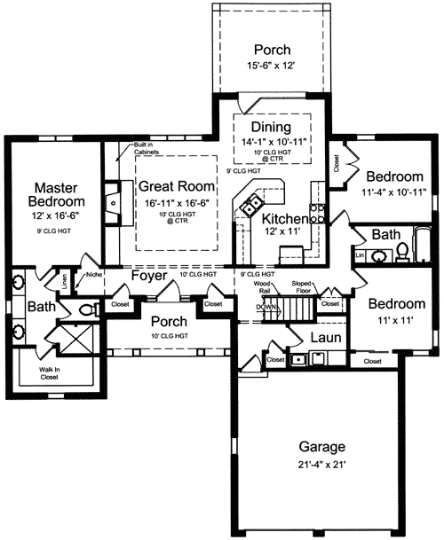 Plan 39153ST: Split Bedroom Design - Floor Plan - Main Level - Ranch, Southern