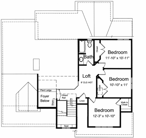 Plan 39155ST: Great Room with 18' Ceiling - Floor Plan - 2nd Floor - Country, Craftsman, Northwest