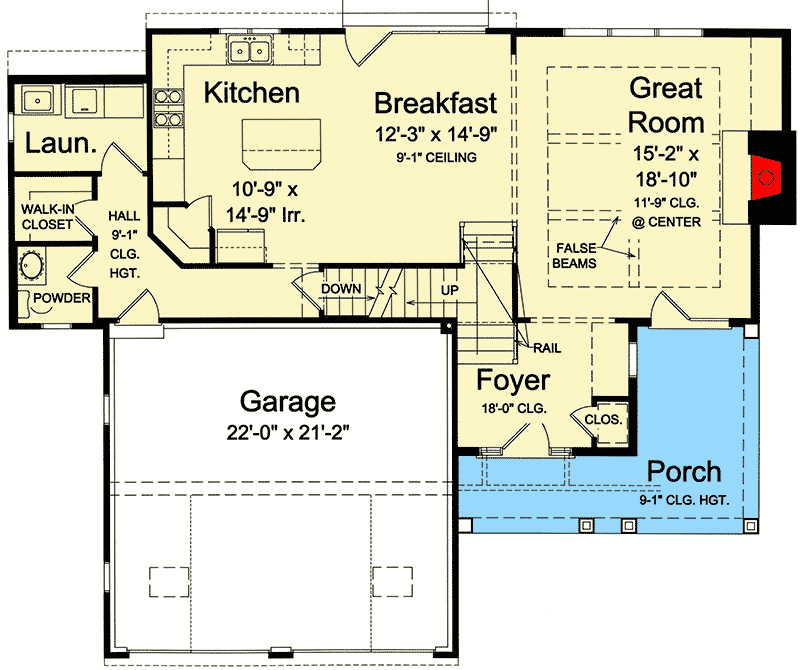 Plan 39161ST: Charming L-Shaped Porch - Floor Plan - Main Level - Country, Craftsman
