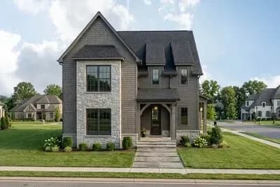 New American Transitional House Plan with Six Bedrooms and Three-Car Garage