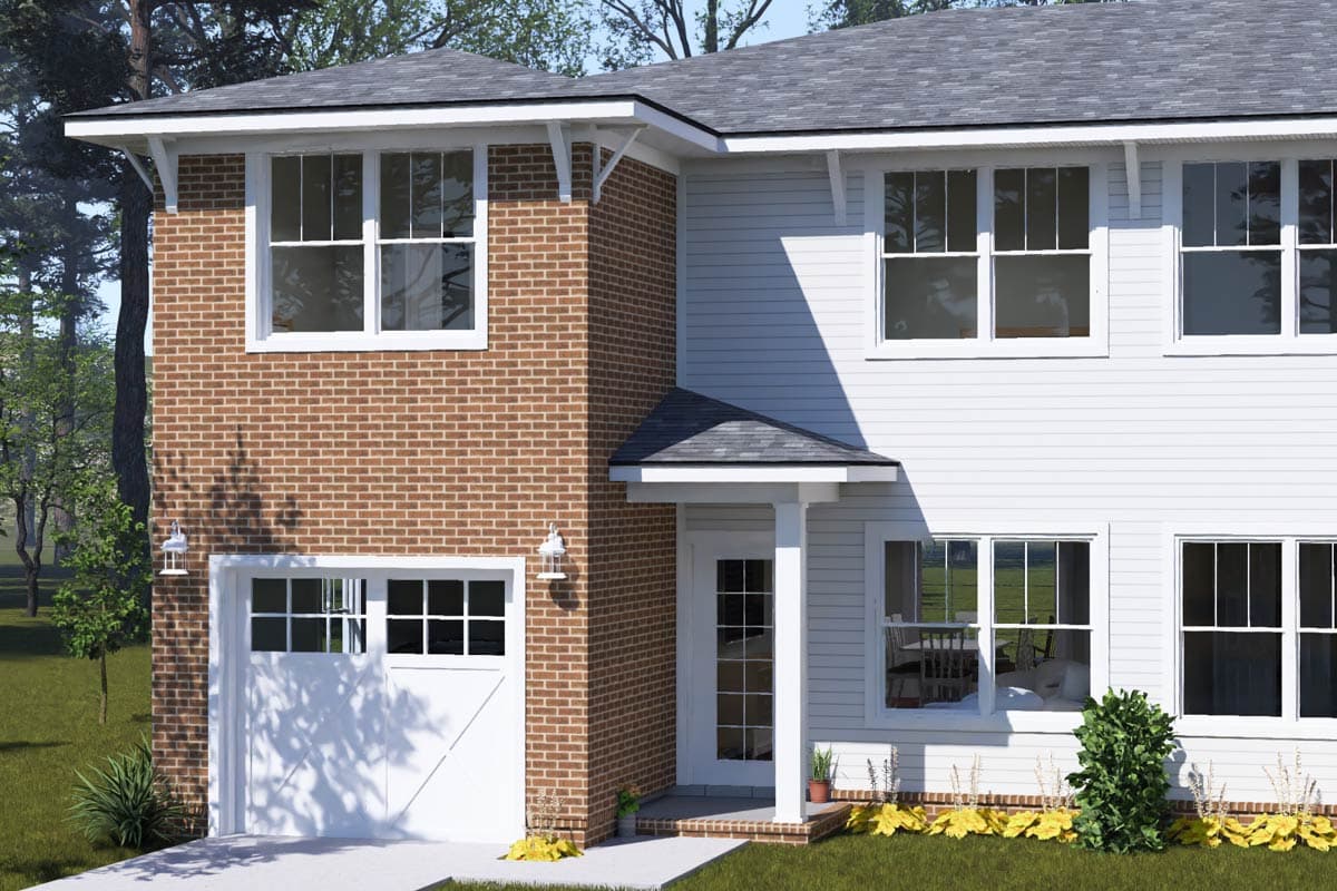 Plan 52566WM: Traditional Three Bedroom Duplex House Plan with Private Garages - Image #3 - Traditional