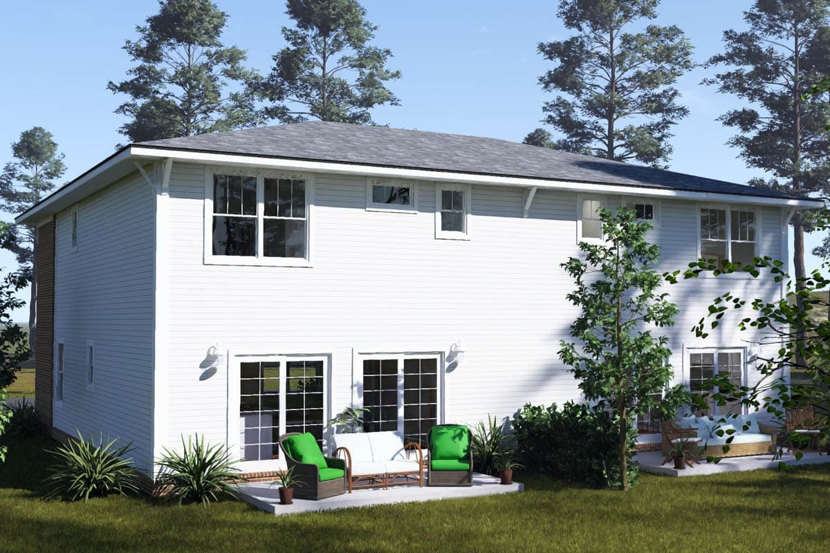Plan 52566WM: Traditional Three Bedroom Duplex House Plan with Private Garages - Image #4 - Traditional
