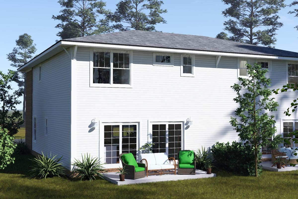 Plan 52566WM: Traditional Three Bedroom Duplex House Plan with Private Garages - Image #5 - Traditional