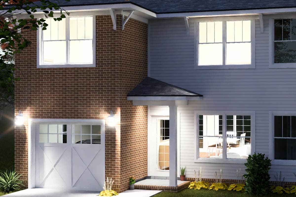 Plan 52566WM: Traditional Three Bedroom Duplex House Plan with Private Garages - Image #8 - Traditional
