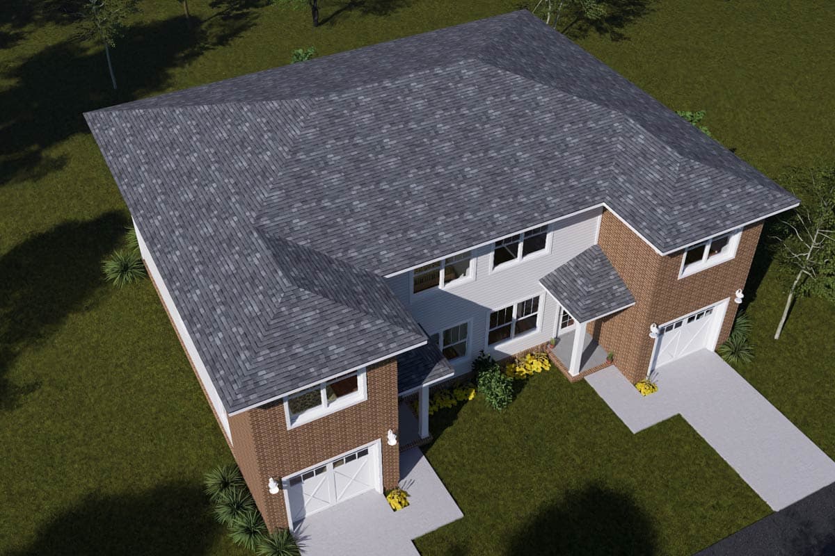Plan 52566WM: Traditional Three Bedroom Duplex House Plan with Private Garages - Image #10 - Traditional