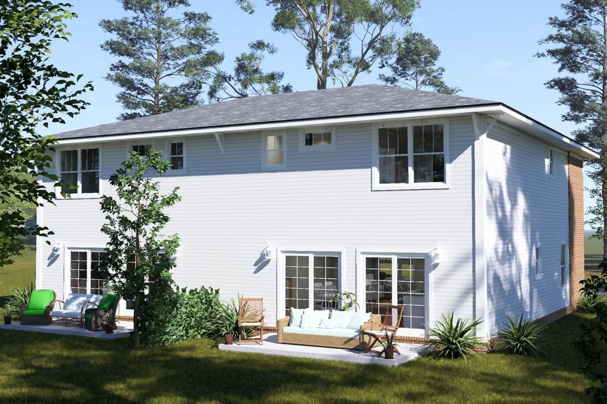 Plan 52566WM: Traditional Three Bedroom Duplex House Plan with Private Garages - Image #9 - Traditional