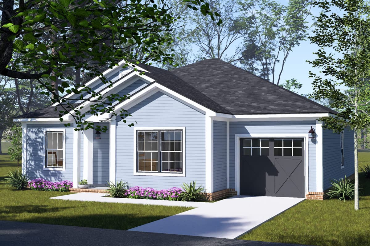 Plan 52569WM: Four Bedroom Cottage House Plan with Attached Two-Car Tandem Garage - Image #5 - Cottage, Ranch