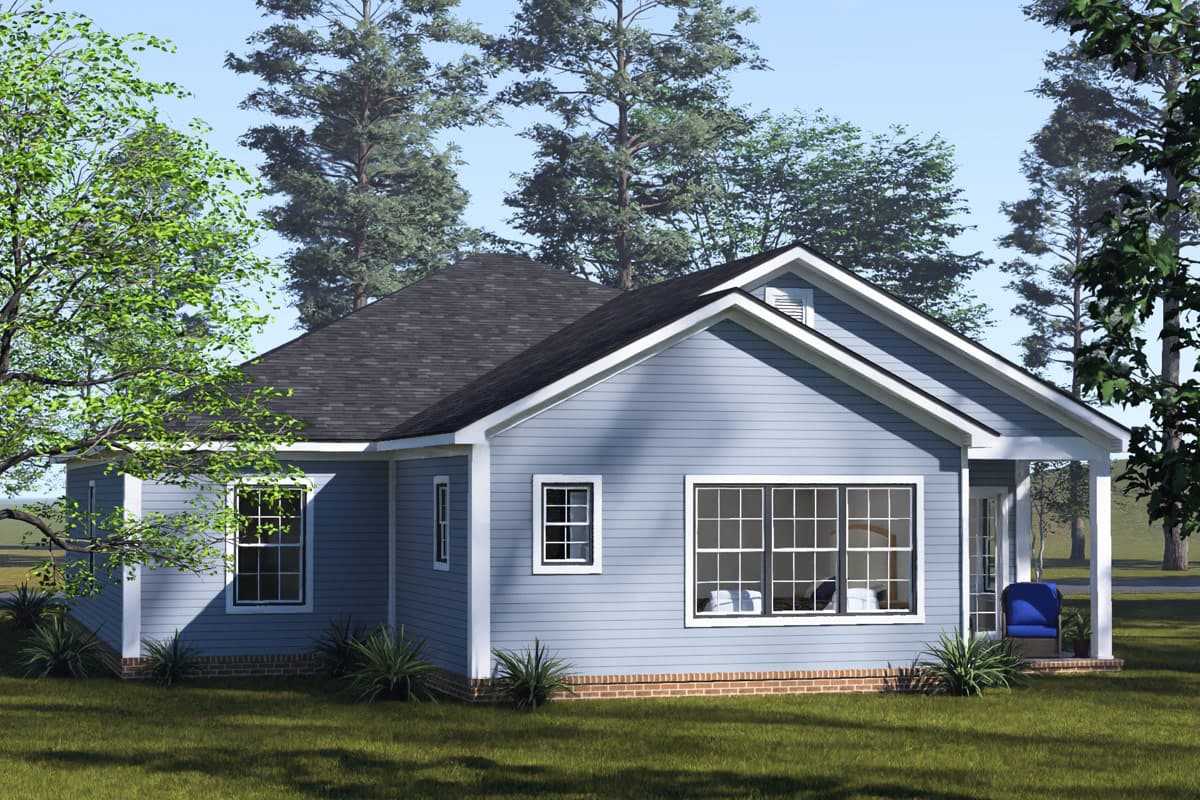 Plan 52569WM: Four Bedroom Cottage House Plan with Attached Two-Car Tandem Garage - Image #4 - Cottage, Ranch