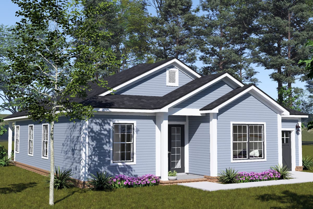 Plan 52569WM: Four Bedroom Cottage House Plan with Attached Two-Car Tandem Garage - Image #3 - Cottage, Ranch