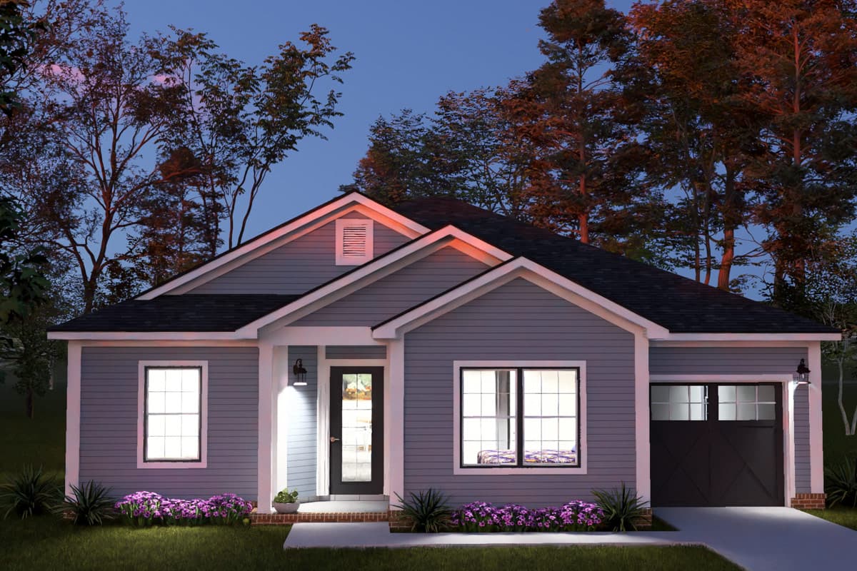 Plan 52569WM: Four Bedroom Cottage House Plan with Attached Two-Car Tandem Garage - Image #9 - Cottage, Ranch