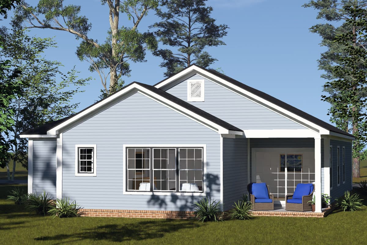 Plan 52569WM: Four Bedroom Cottage House Plan with Attached Two-Car Tandem Garage - Image #6 - Cottage, Ranch