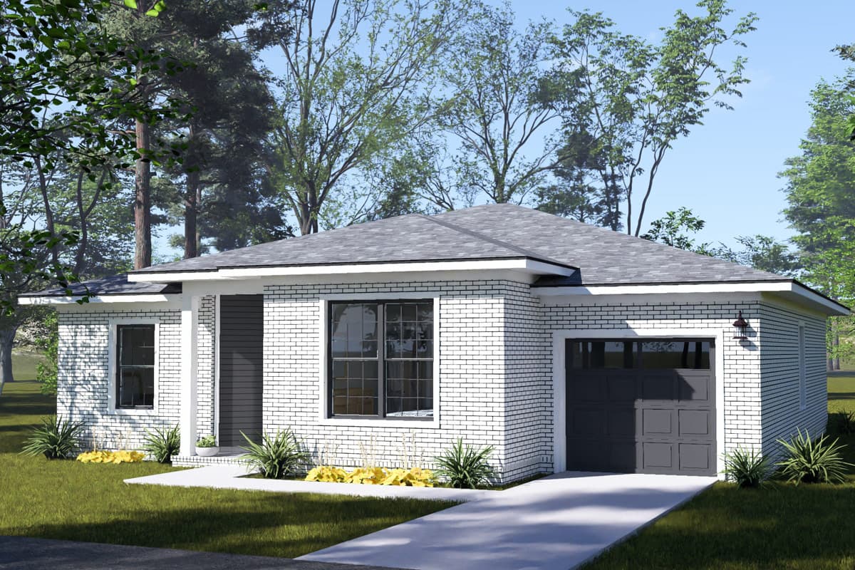 Plan image - 52570WM:Modern House Plan with 4 Bedrooms and Attached Tandem Garage