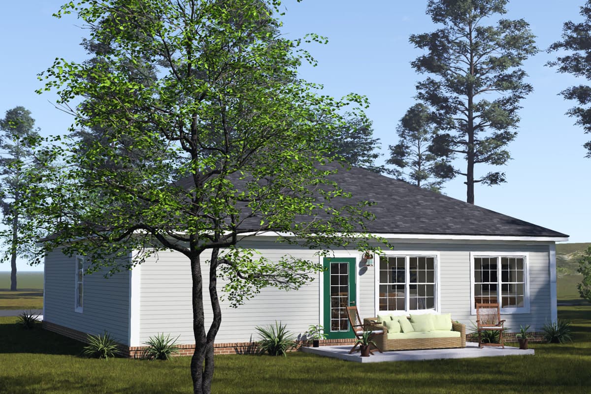 Plan 52571WM: Three Bedroom Cottage House Plan with Attached Two Car Garage - Image #3 - Cottage, Country, Ranch