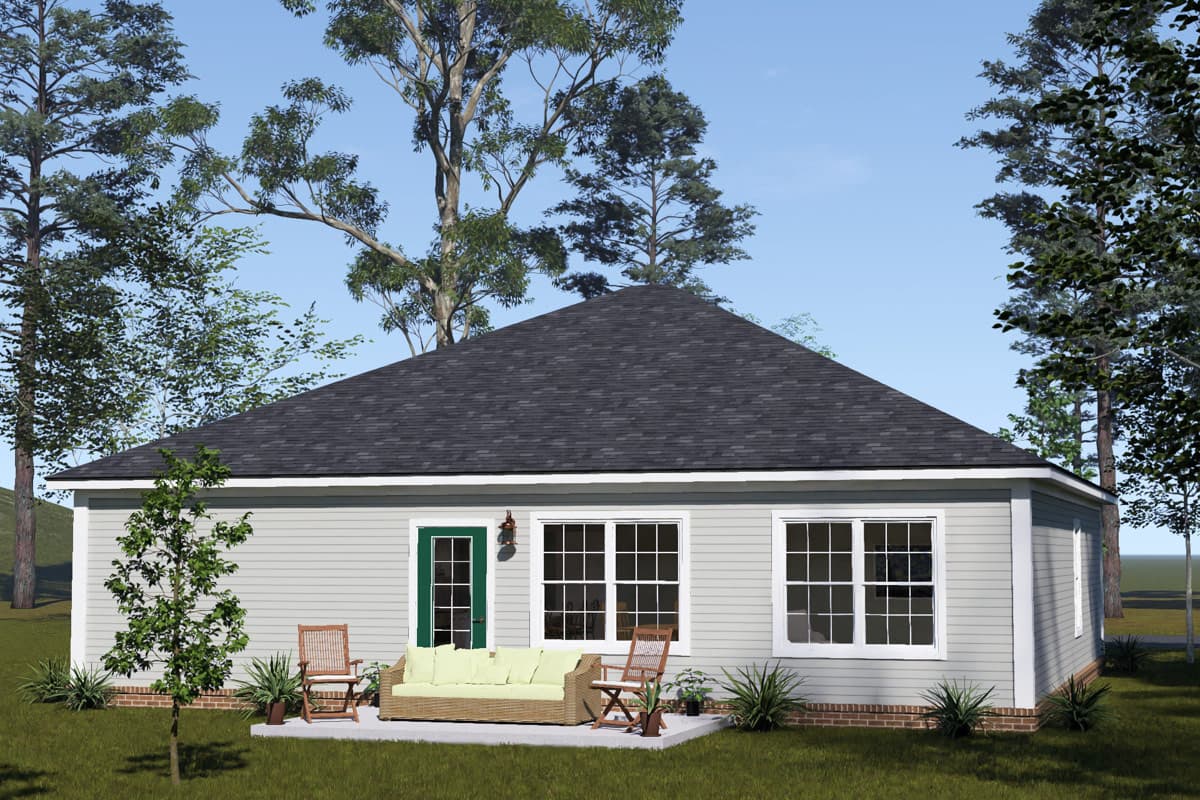 Plan 52571WM: Three Bedroom Cottage House Plan with Attached Two Car Garage - Image #5 - Cottage, Country, Ranch