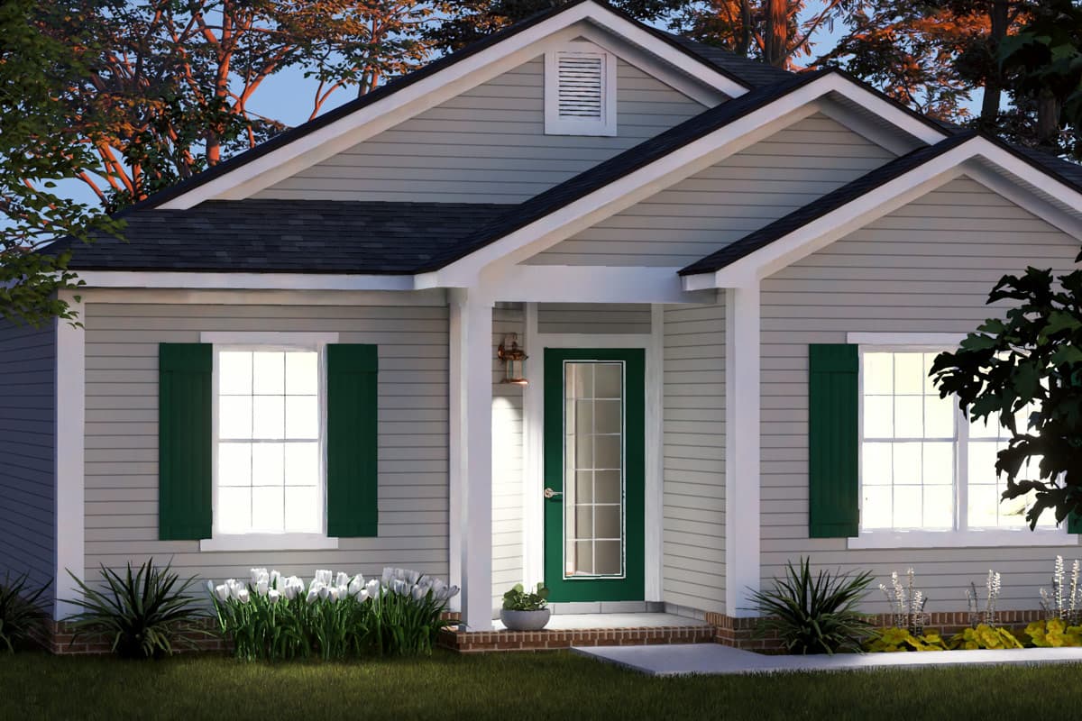Plan 52571WM: Three Bedroom Cottage House Plan with Attached Two Car Garage - Image #8 - Cottage, Country, Ranch