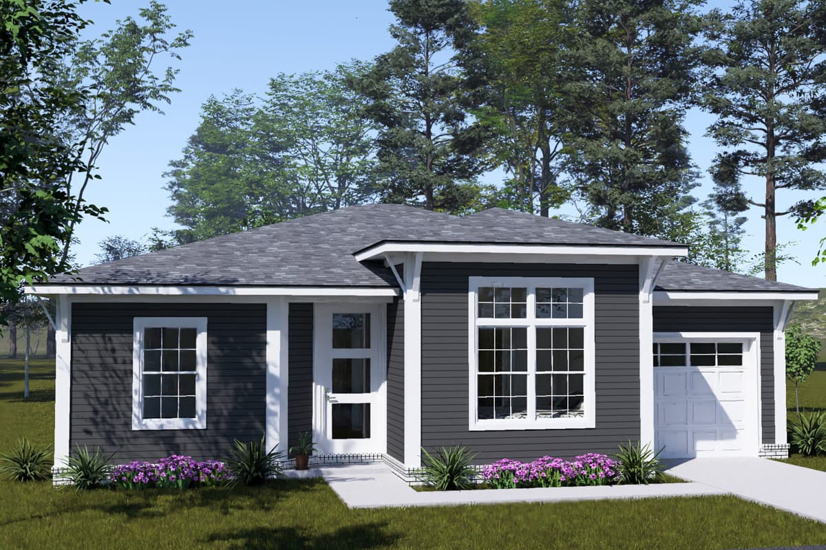 Plan image - 52572WM:Modern Ranch House Plan with 3 Bedrooms and 2-Car Garage
