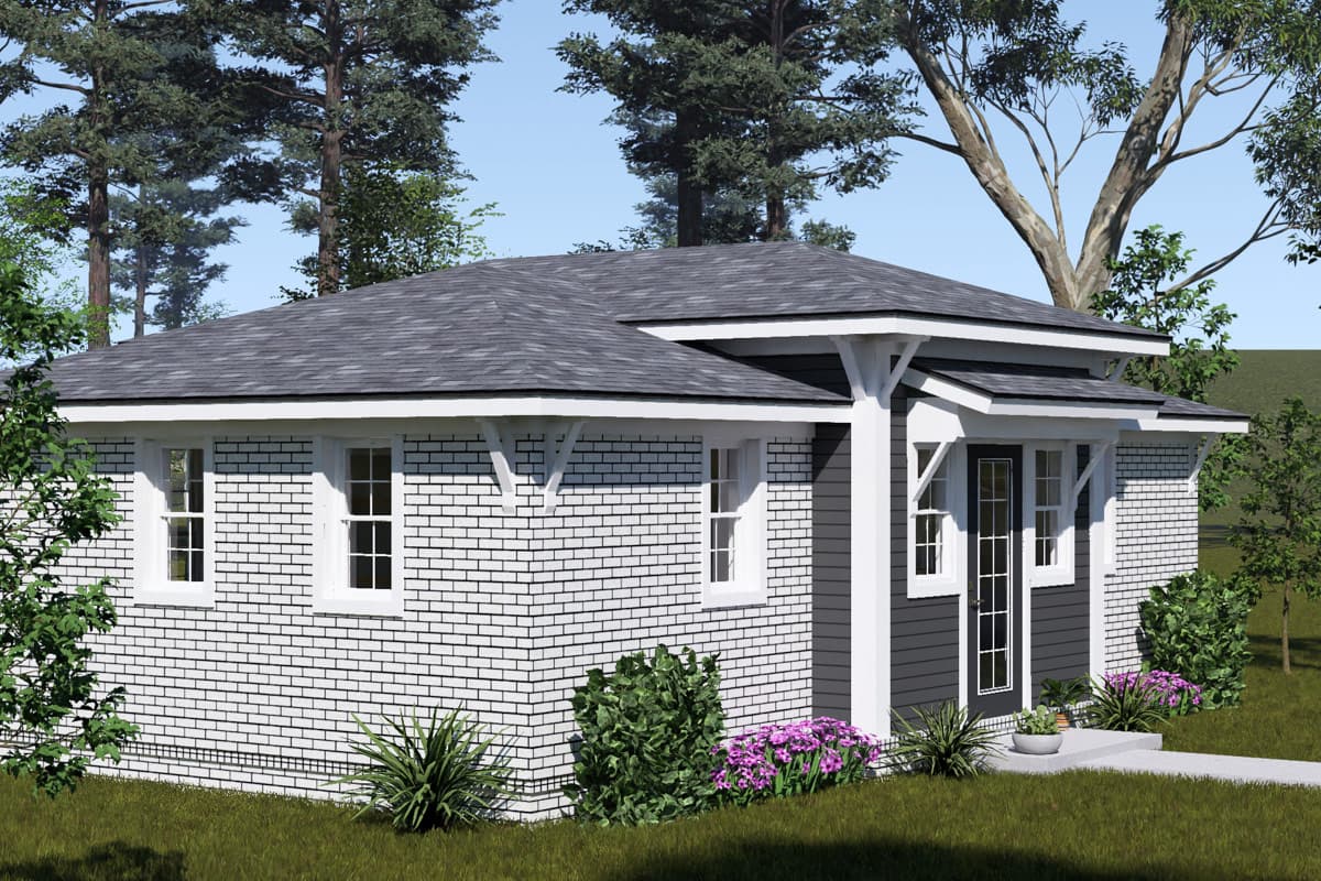 Plan 52574WM: Contemporary Two Bedroom Ranch House Plan with Efficient 645 Square Feet - Image #7 - Contemporary, Cottage, Ranch