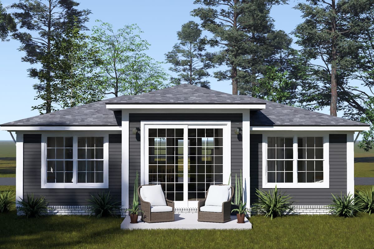 Plan 52574WM: Contemporary Two Bedroom Ranch House Plan with Efficient 645 Square Feet - Image #4 - Contemporary, Cottage, Ranch