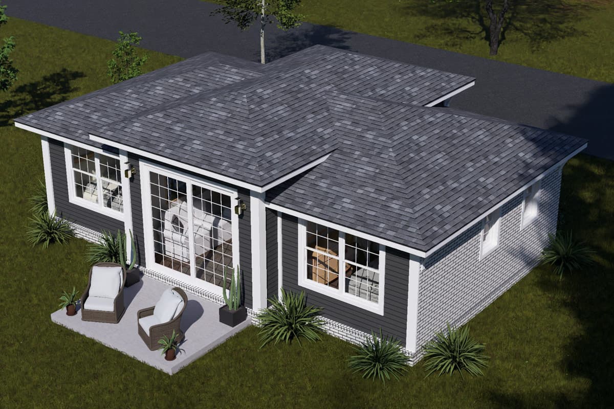 Plan 52574WM: Contemporary Two Bedroom Ranch House Plan with Efficient 645 Square Feet - Image #9 - Contemporary, Cottage, Ranch
