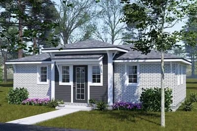 Contemporary Two Bedroom Ranch House Plan with Efficient 645 Square Feet
