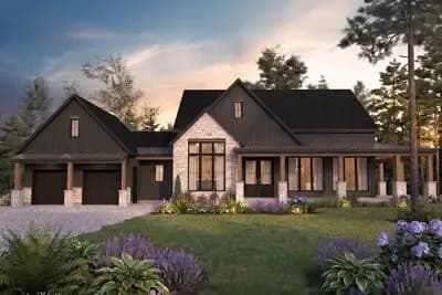 Modern Farmhouse House Plan with 3 Bedrooms and Wraparound Porch