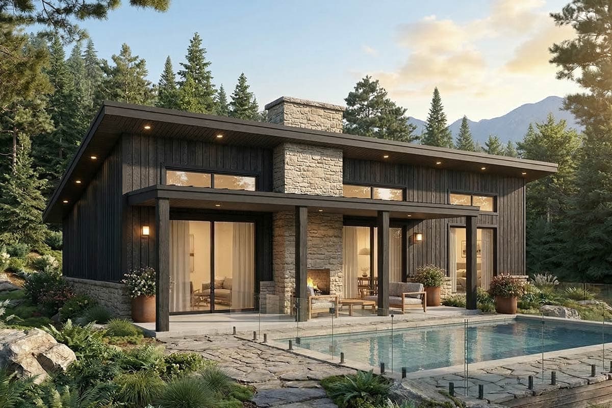 Plan image - 22752DR:Modern Cabin House Plan with 3 Bedrooms and 1,240 Square Feet