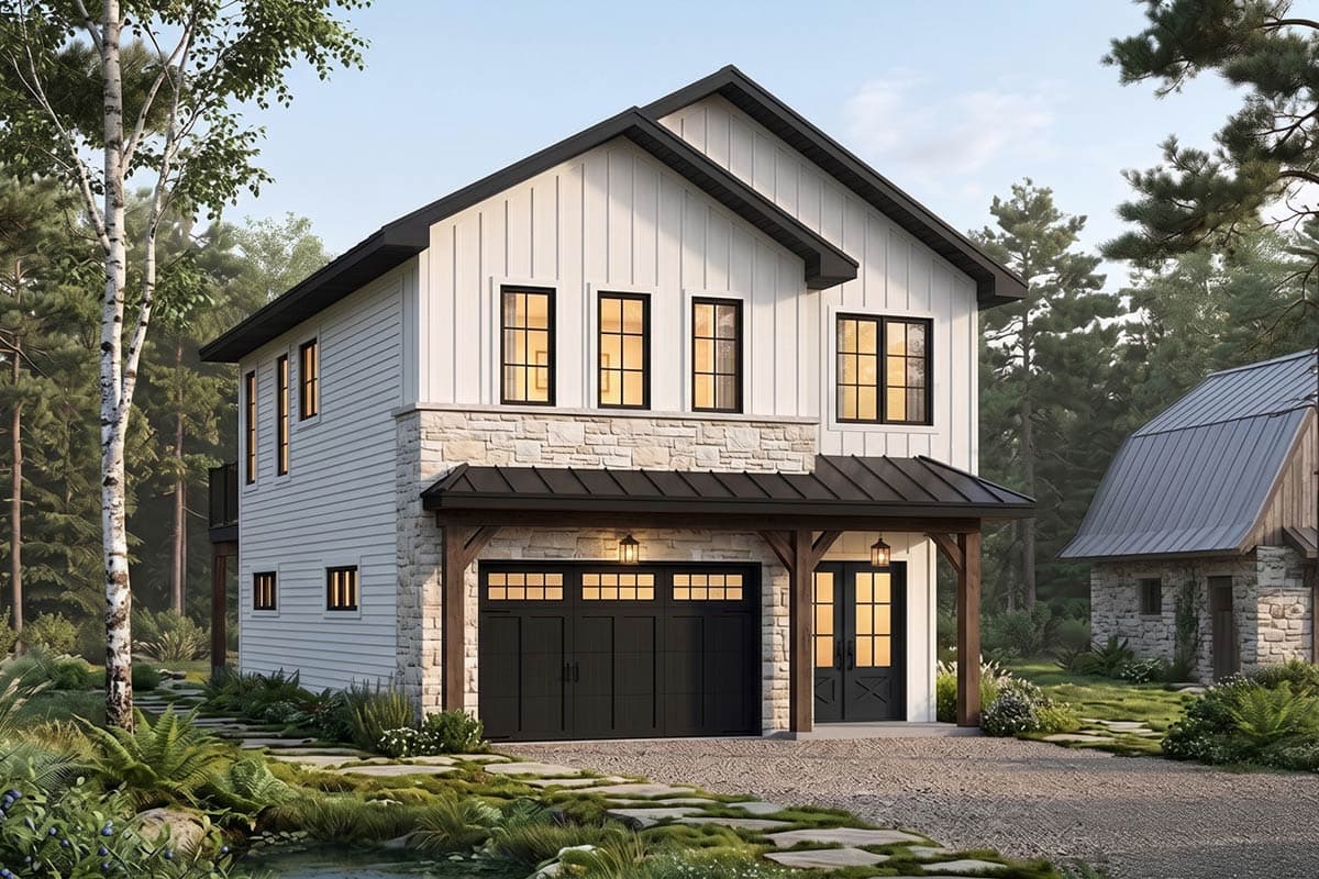 Plan image - 22756DR:Modern Farmhouse House Plan with Two Bedrooms and Tandem Garage